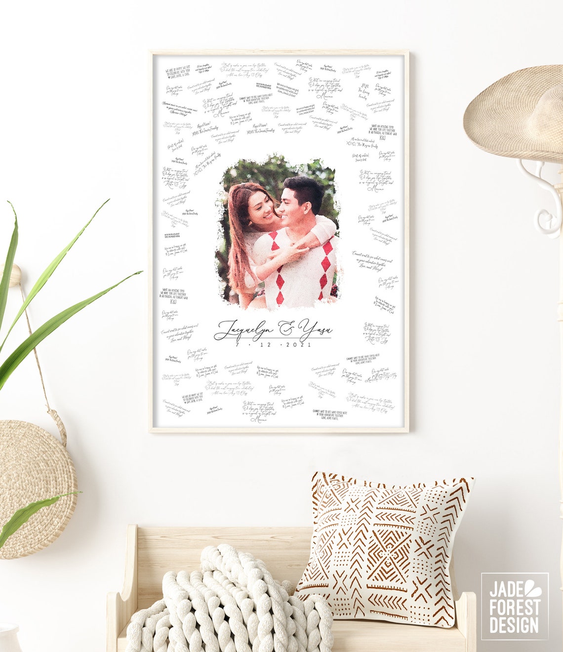 Personalized Wedding Guestbook Poster With Watercolor Couple Portrait - Image 4