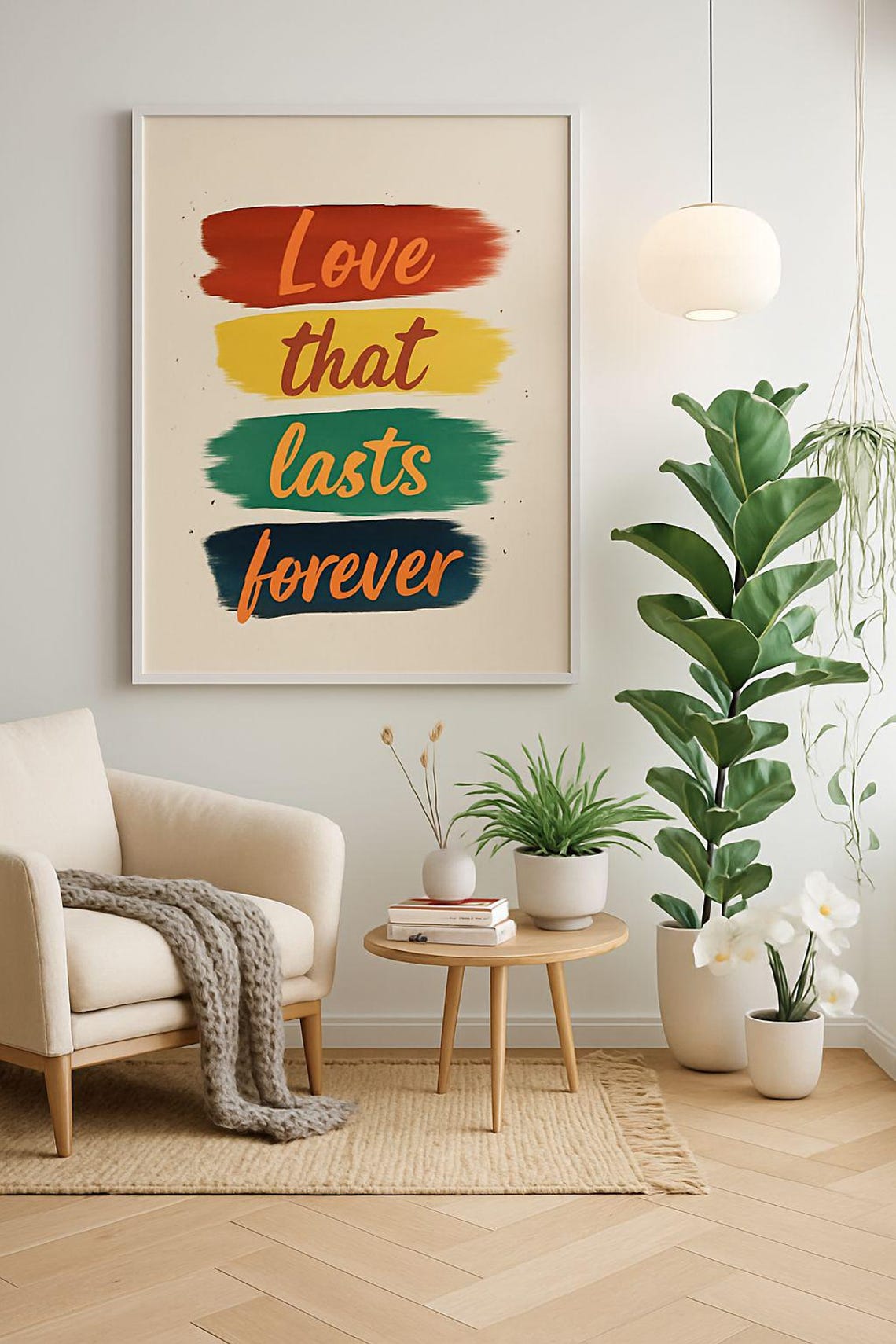 Love That Lasts Forever Retro Brush Stroke Typography Poster