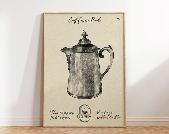 Vintage Coffee Pot Print Coffee Bar Wall Art Vintage Coffee Art Print Coffee Art Vintage Style Coffee Pot Poster 1 Print