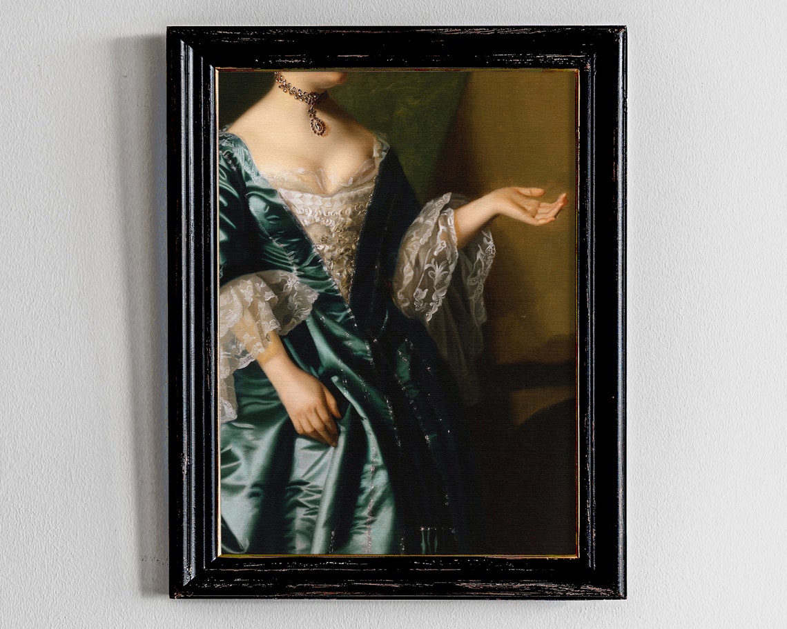 Emerald Gown Baroque Portrait Vintage Oil Painting Poster Art