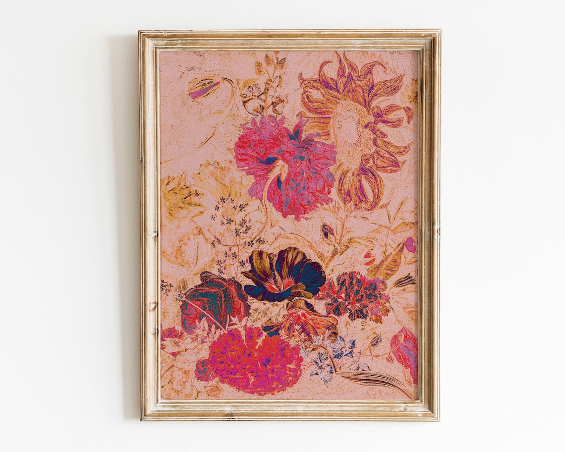 Surreal Flower Maximalist Vintage Oil Painting Art Print