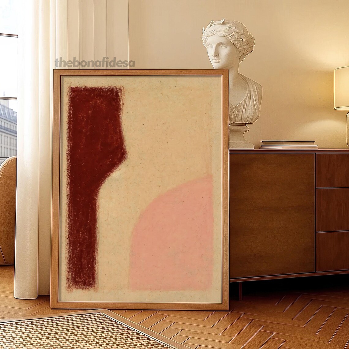 Minimalist Abstract Wall Art Print Brown And Pink Modern Poster