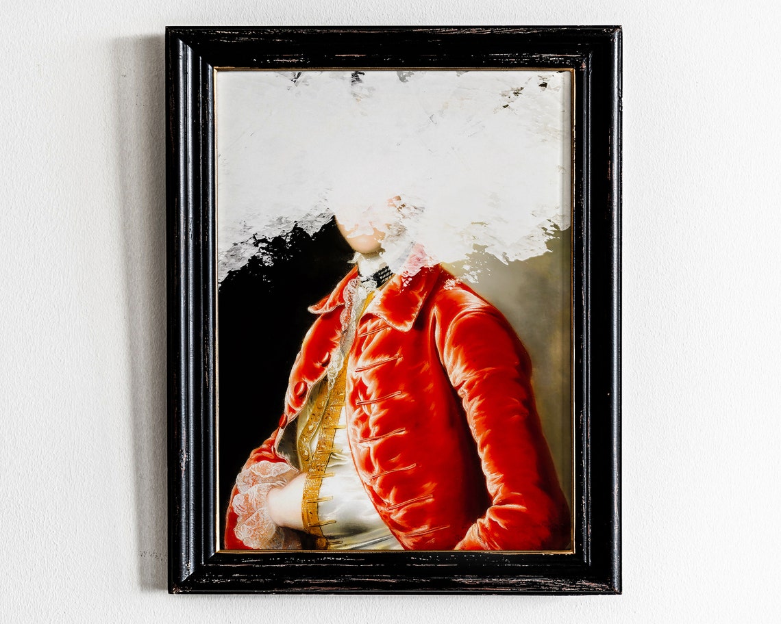 Altered Classical Red Velvet Portrait Eclectic Modern Art Poster