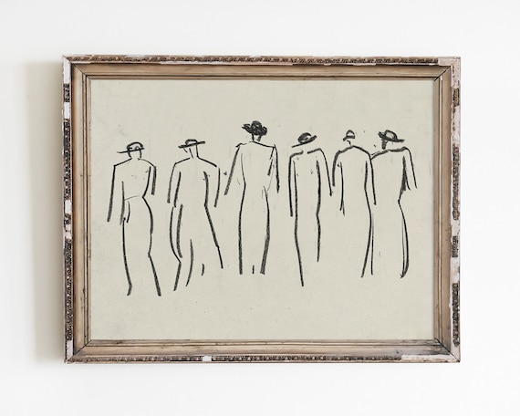 Figure Art Light Academia Decor Neutral Print Abstract Line Minimalist Wall Vintage Sketch Drawing Prints