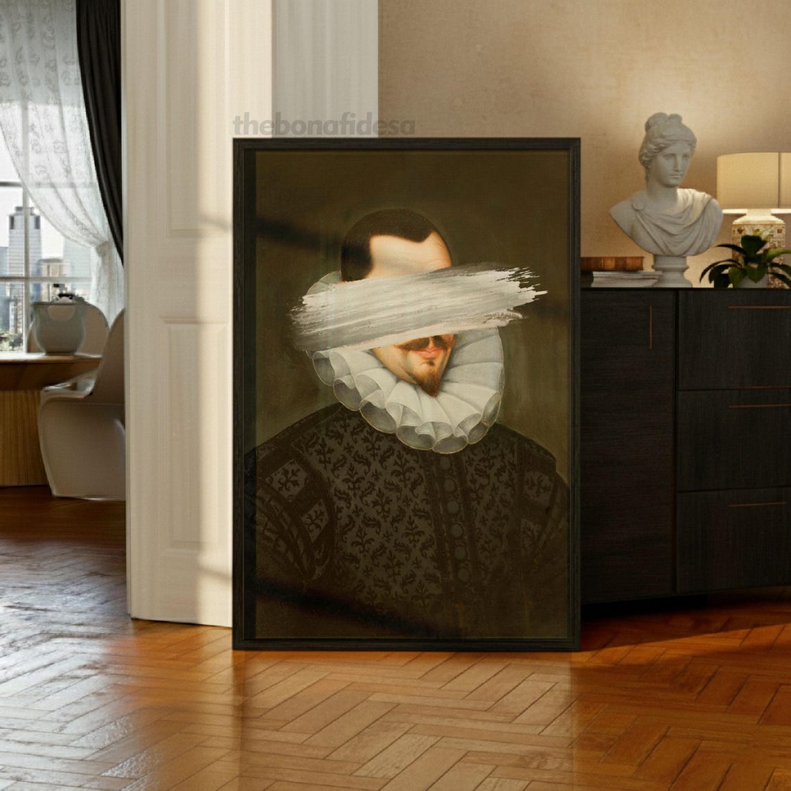 Altered Baroque Portrait Bold Brushstroke Face Modern Art Print