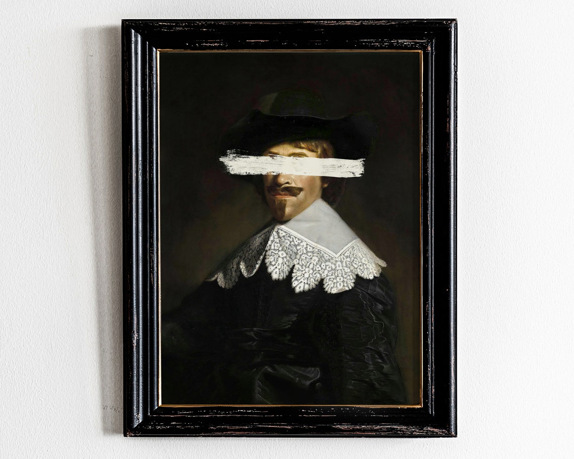 Dark Academia Portrait Painting Altered Art Print