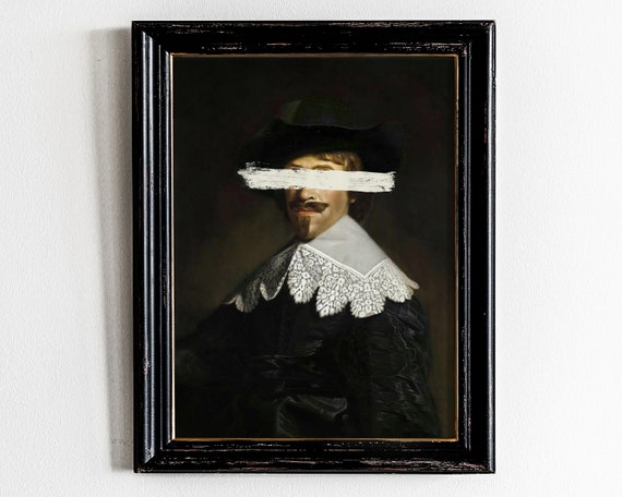 Dark Academia Portrait Painting Altered Art Print