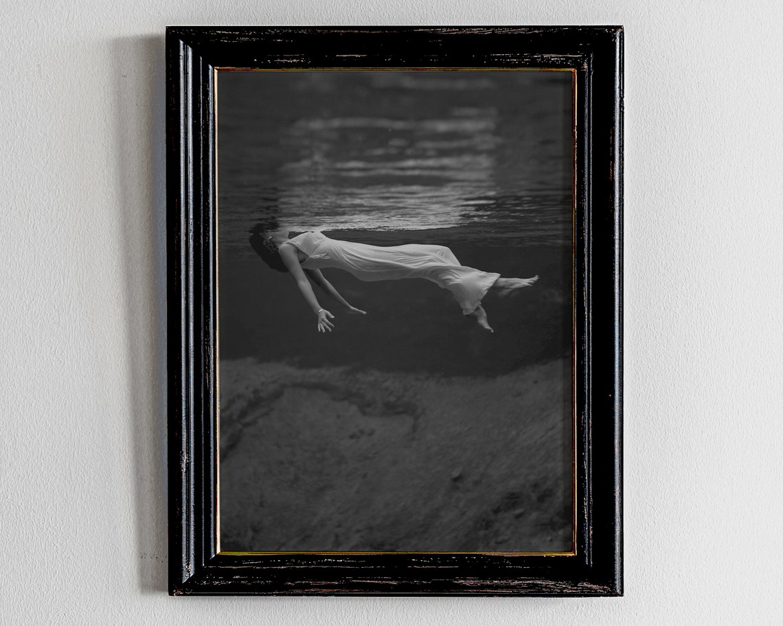Surreal Woman Underwater Art Print Eclectic Victorian Style