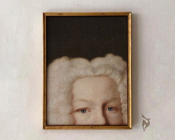 Cropped Victorian Portrait Powdered Wig Oil Painting Print Moody Art