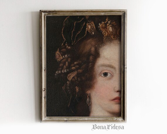 Baroque Lady Crown Portrait Vintage Oil Painting Moody Art Poster