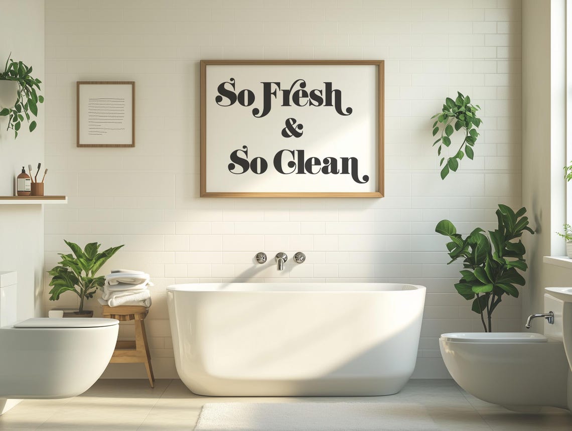 So Fresh So Clean Retro Funny Bathroom Typography Decor Poster - Image 3