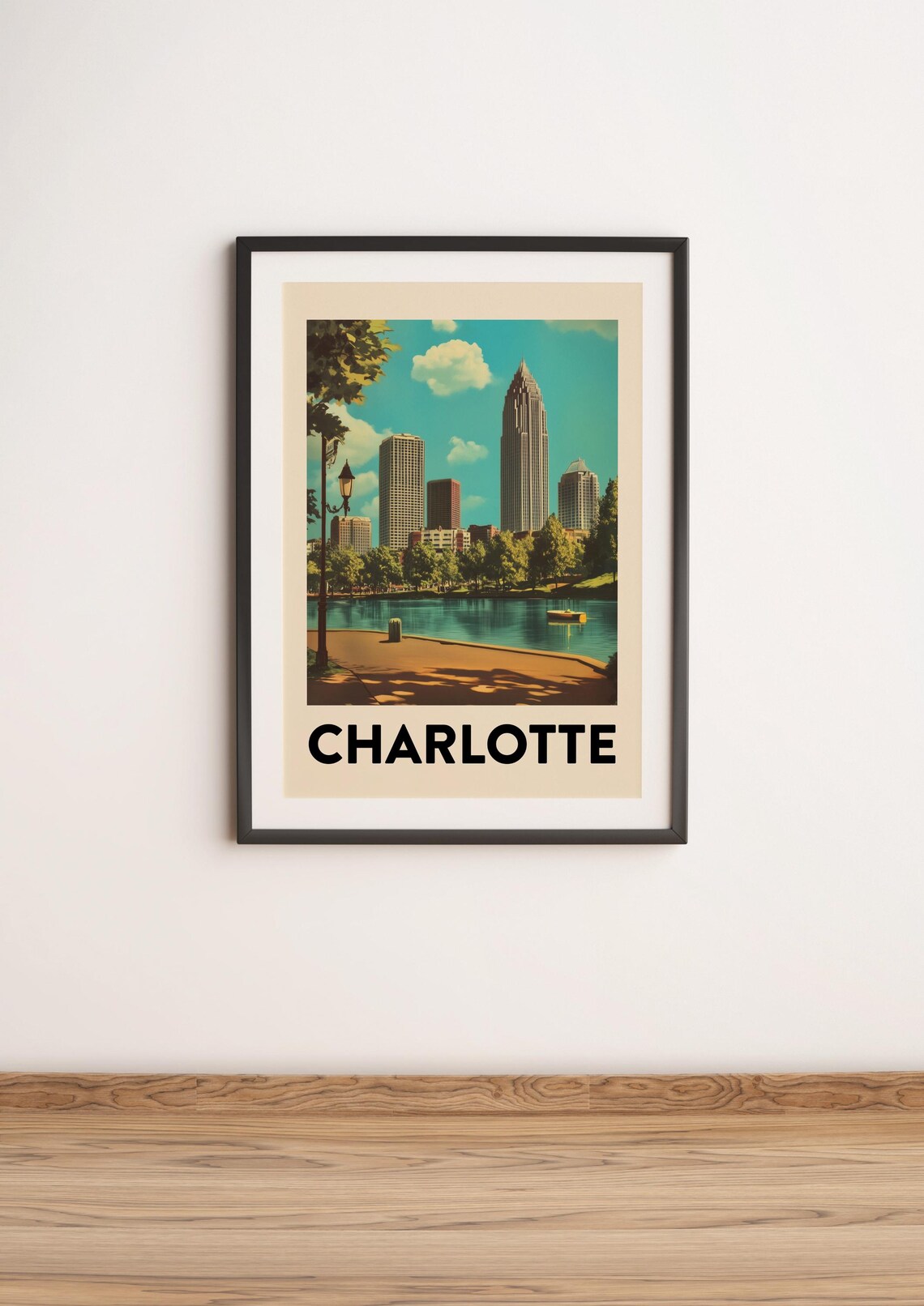 Charlotte North Carolina Vintage Travel Poster Skyline Park View - Image 4
