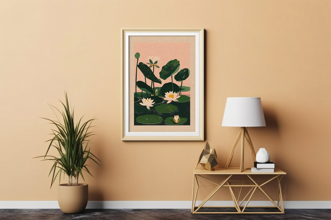 July Birth Flower Water Lily Personalized Botanical Art Print - Image 4