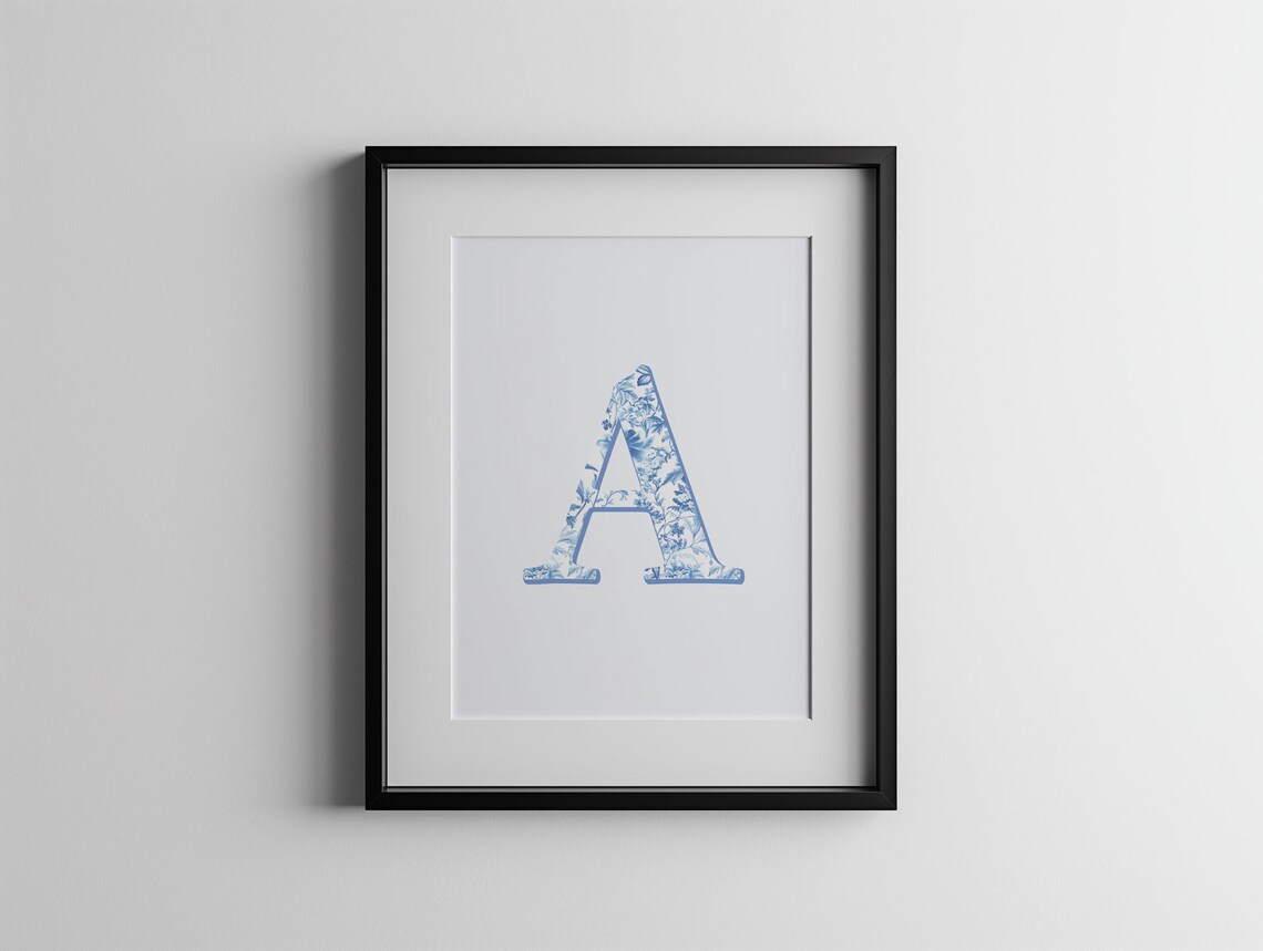 Custom Toile Chinoiserie Letter Print, Coastal Decor - Image 2