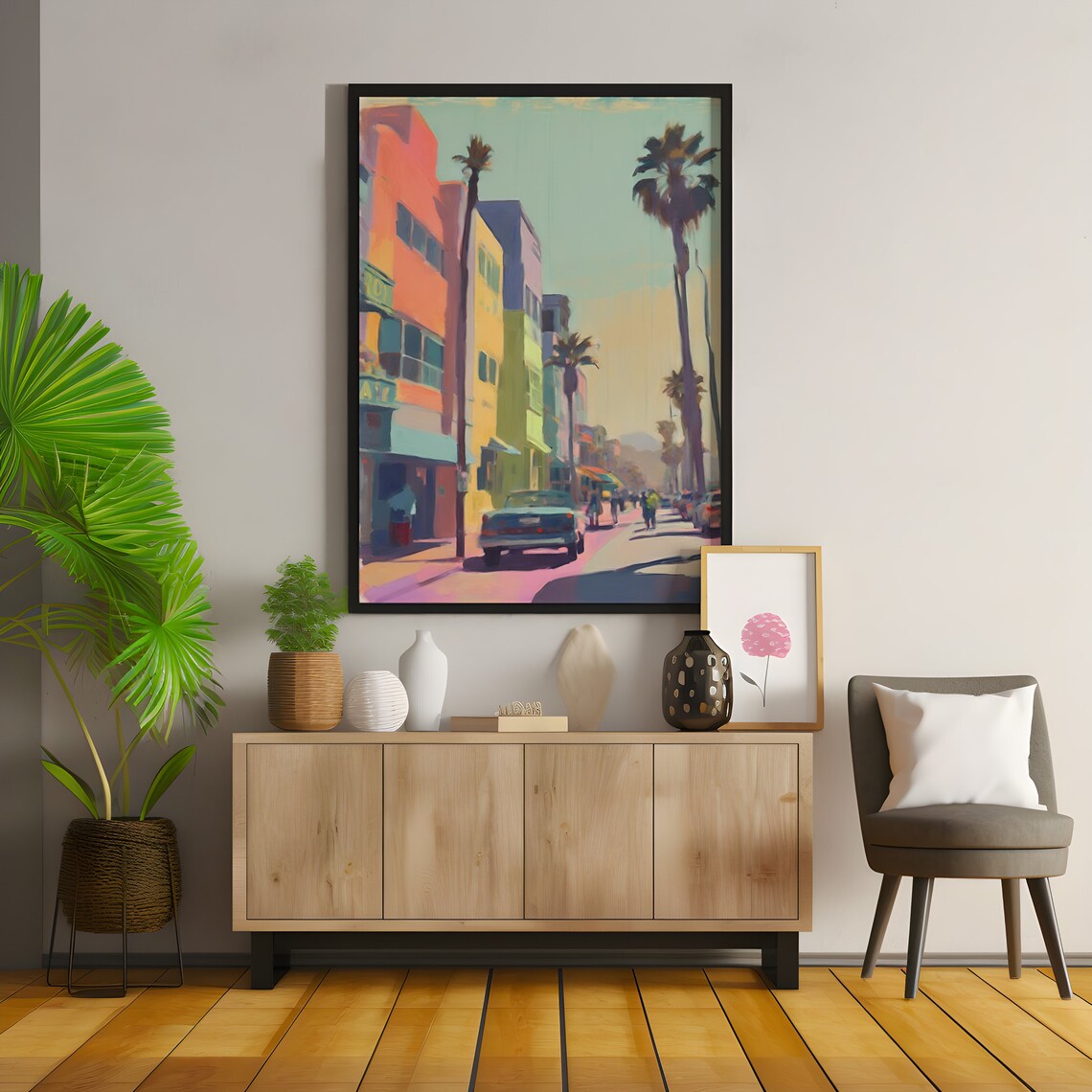 Santa Monica Sunset Preppy Beach House Art Print - Image 3