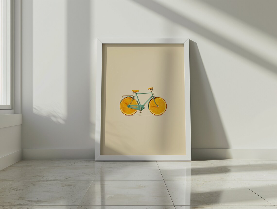 Vintage Orange Slice Bicycle Poster, Mid-Century Boho - Image 3