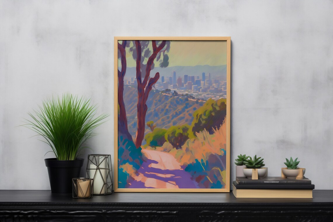 Runyon Canyon California Pastel Painting Art Print - Image 3