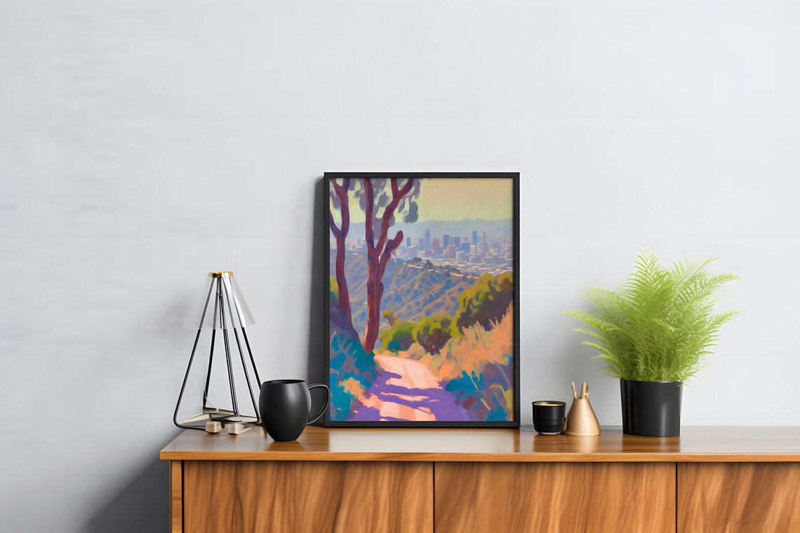 Runyon Canyon California Pastel Painting Art Print - Image 4