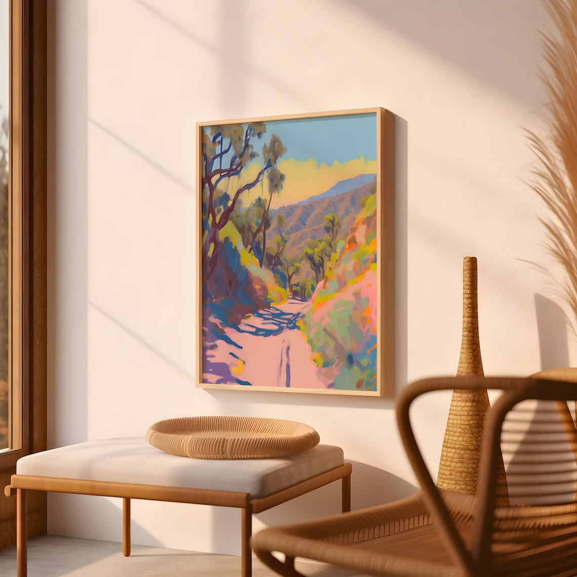 Runyon Canyon Pastel Print, Mid Century Travel Poster - Image 4