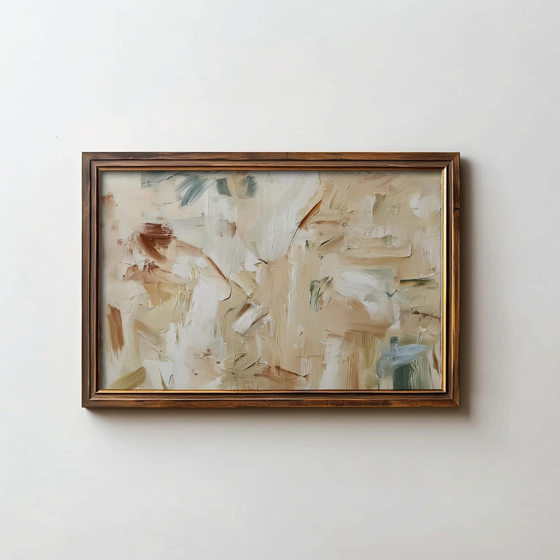 Moody Abstract Brushstroke Painting Beige Gray Serene Neutral Wall Poster