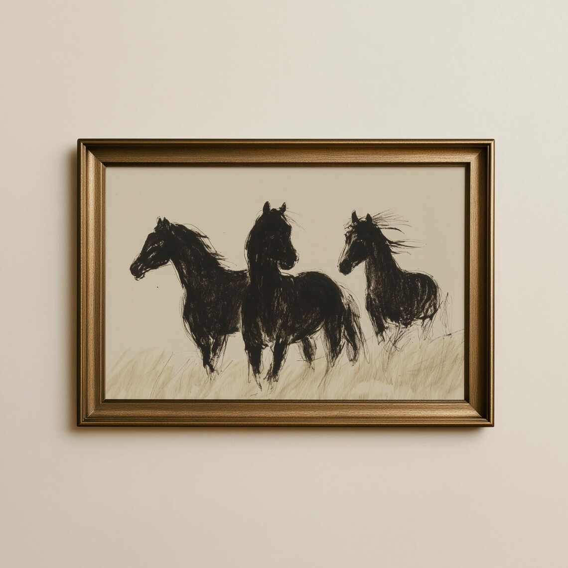 Minimalist Horse Art Print, Modern Equine Poster