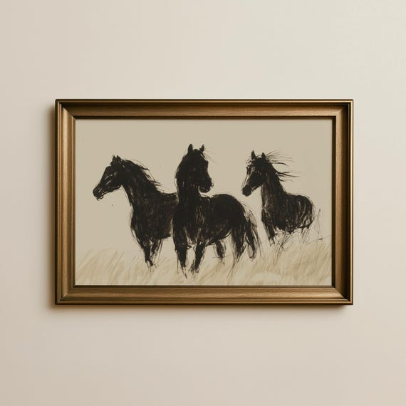 Minimalist Horse Art Print, Modern Equine Poster