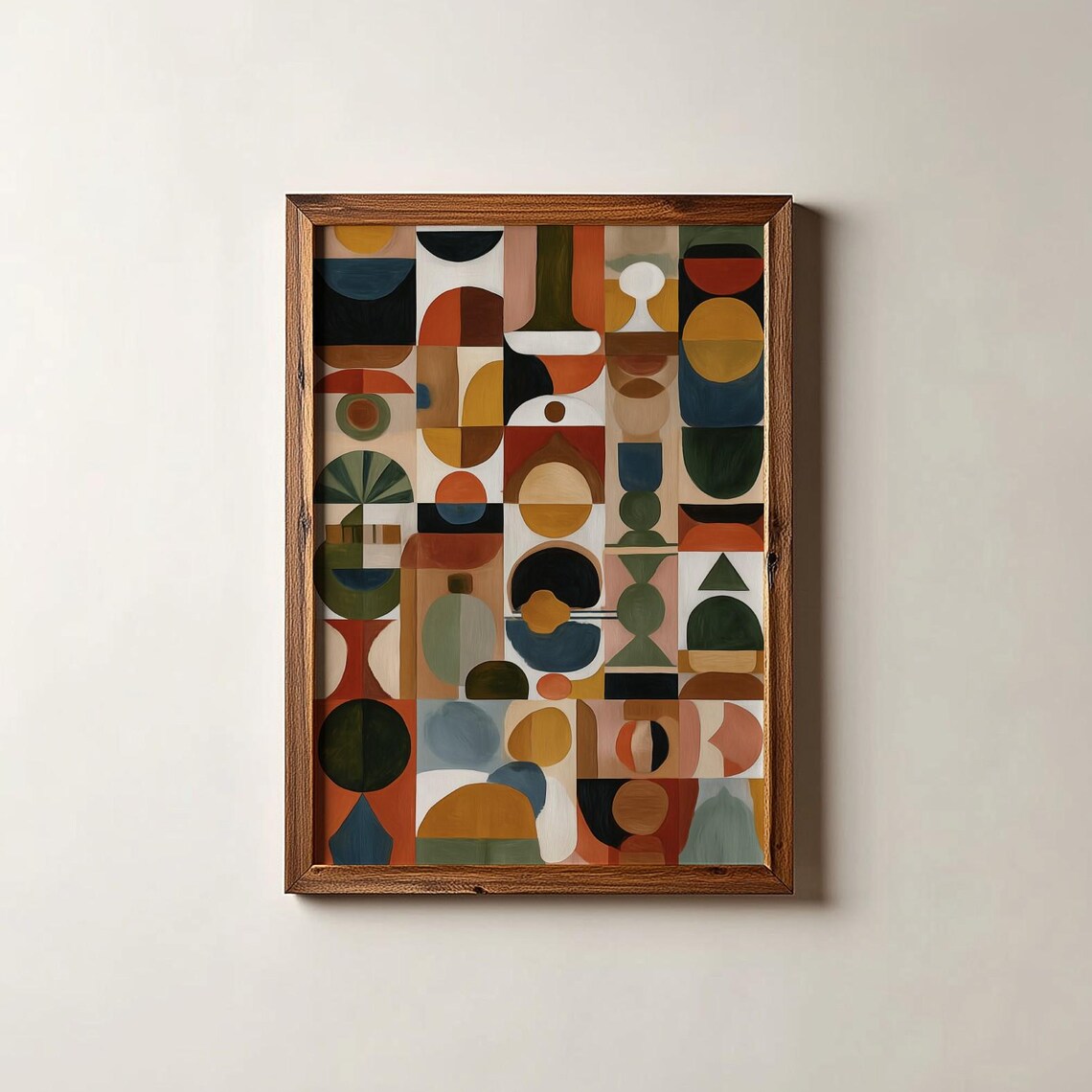 Terracotta Geometric Abstract Shapes Poster Mid Century Modern Wall Decor