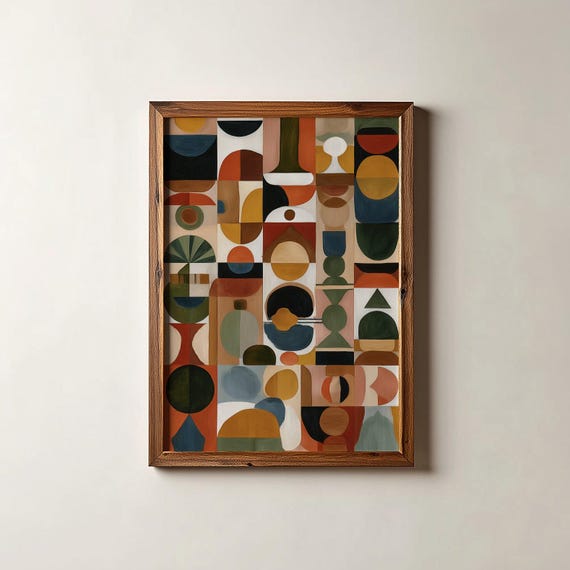 Modern Geometric Art Print Terracota Contemporary Design Abstract Shapes Boho Terra Prints Digital Download