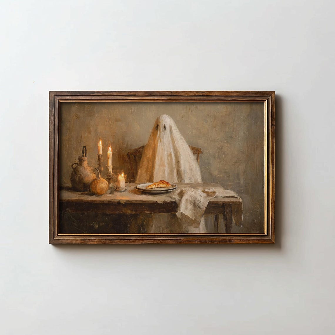 Cute Ghost Halloween Art Print Fall Dinner Table Vintage Decor