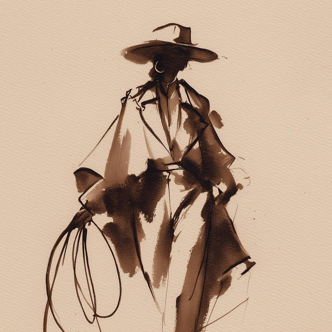 Modern Cowgirl Art Print, Western Minimalist Decor