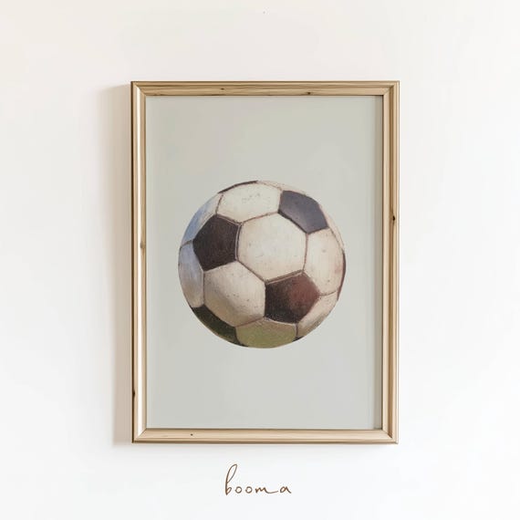 Soccer Ball Print Vintage Illustration Trendy Sports Decor Boys Room Digital Download
