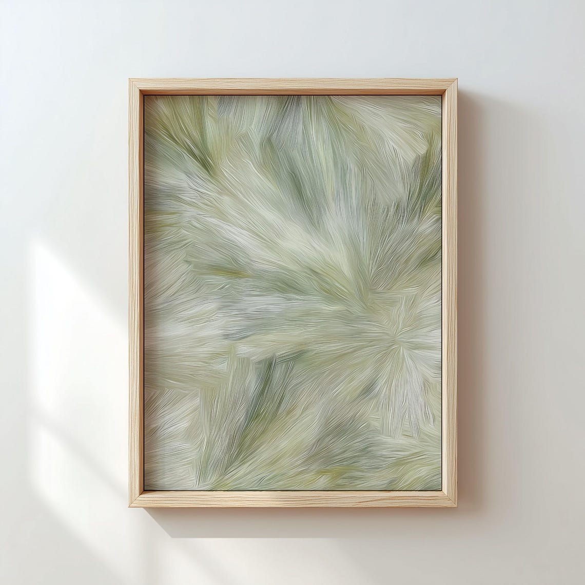 Sage Green Abstract Oil Painting Textured Feather Modern Wall Poster