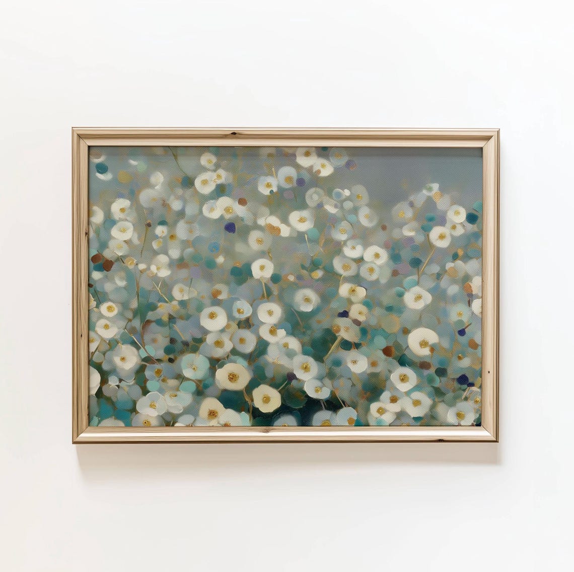 Blue Floral Abstract Art Print Vintage Textured Wall Decor Digital Download