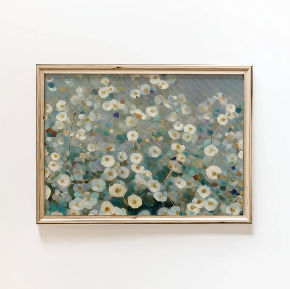 Blue Floral Abstract Vintage Textured Bluebell Botanical Poster