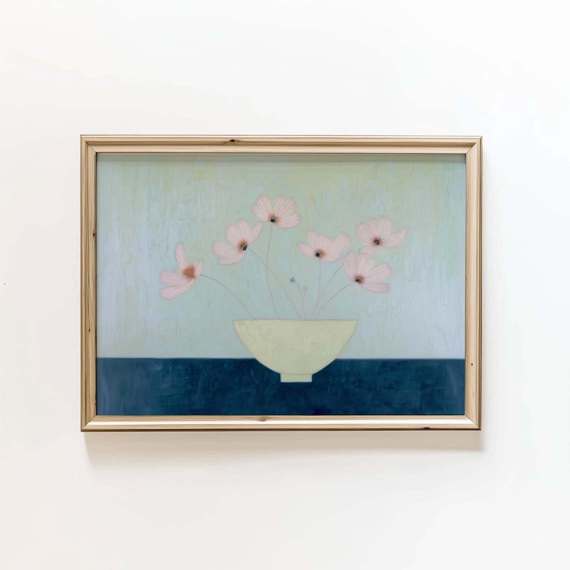 Minimalist Pink Flower Bowl Modern Floral Still Life Wall Poster