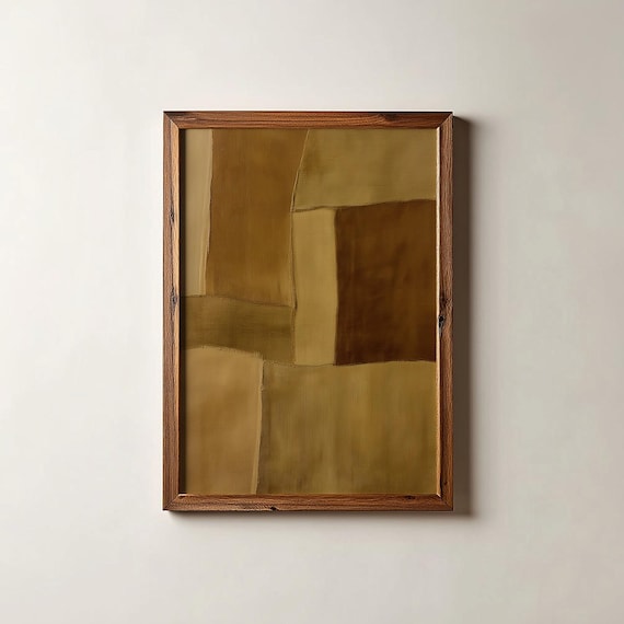 Yellow Tones Abstract Poster, Japandi Wall Art Print