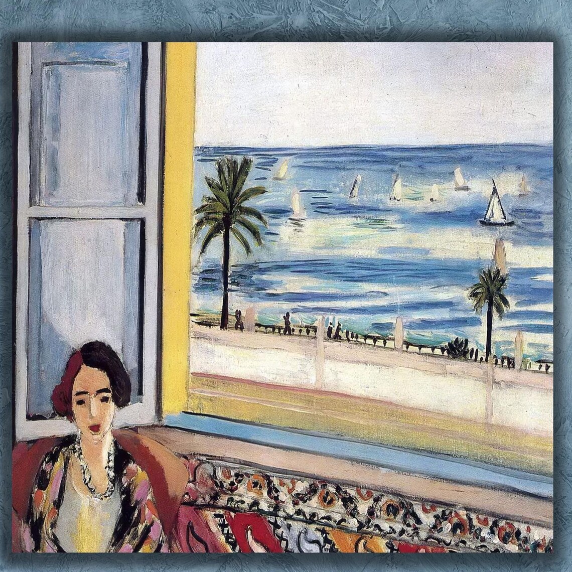Henri Matisse Woman At Open Window With Sailboats Seascape Poster