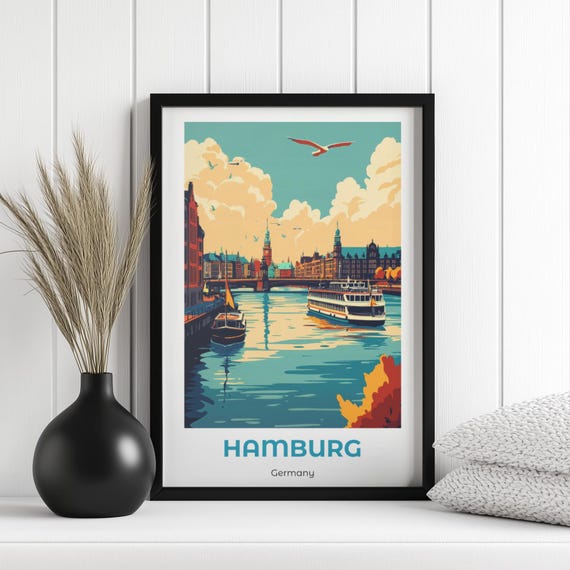 Hamburg City Scape Poster Classic And Minimalist Design Sold Framed Or Just