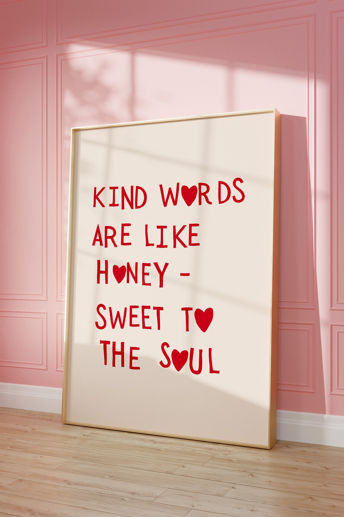 Kind Words Are Like Honey Sweet To The Soul Red Heart Quote Poster - Image 3