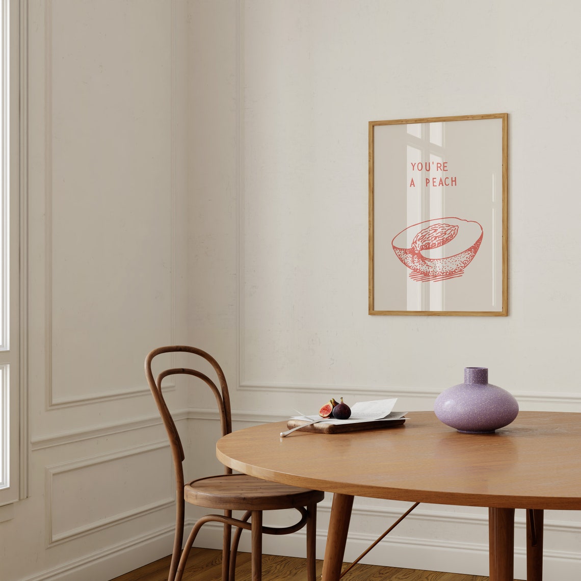 You're a Peach Red Line Art Halved Fruit Kitchen Quote Poster - Image 3