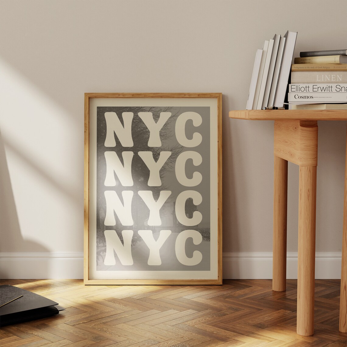 NYC Retro Cream Lettering Urban New York City Travel Art Poster - Image 3