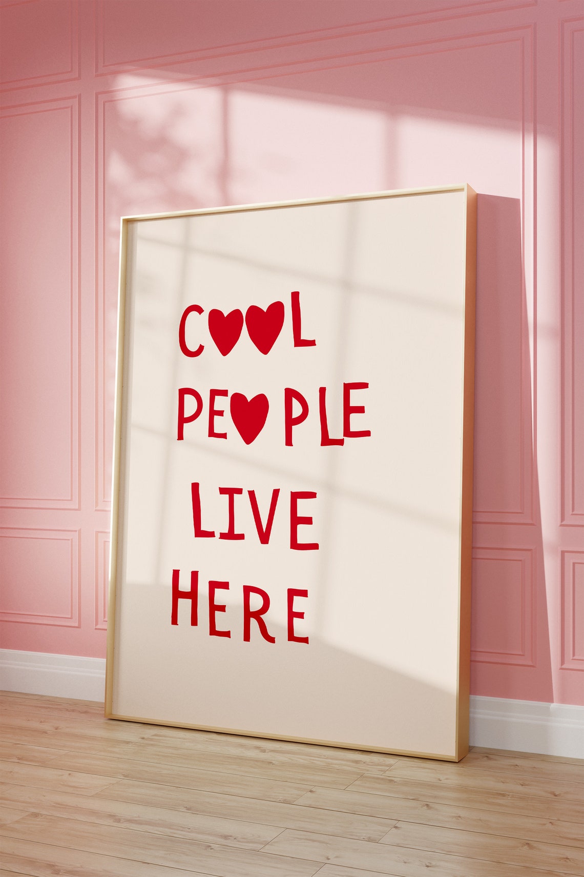 Cool People Live Here Red Heart Lettering Trendy Home Poster - Image 3