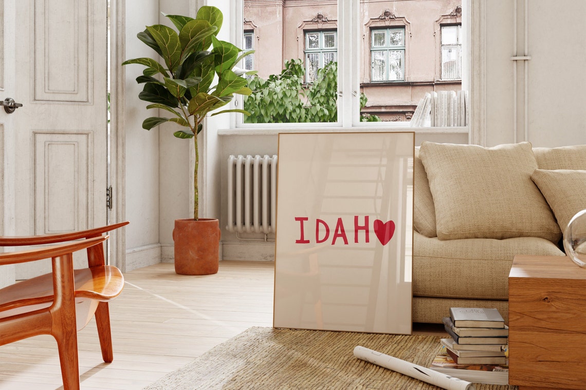 Idaho Heart Red Typography Minimalist State Pride Love Wall Art - Image 4