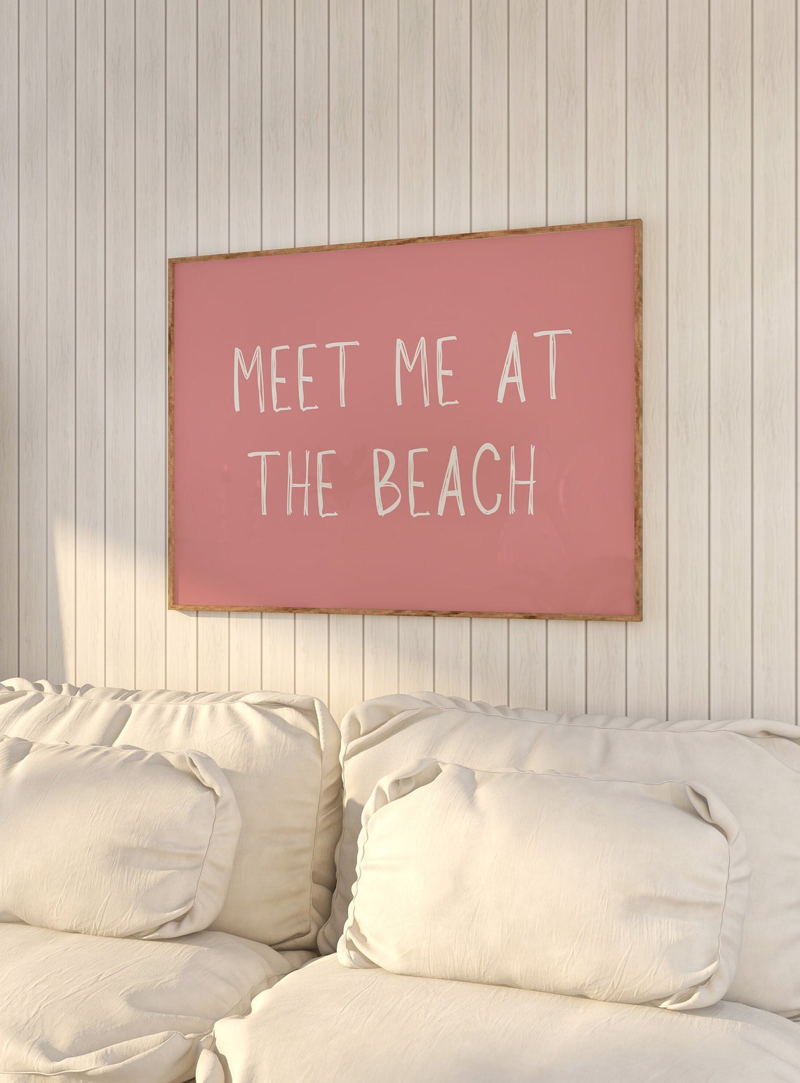 Meet Me At The Beach Pink Coastal Handwritten Typography Wall Poster - Image 2