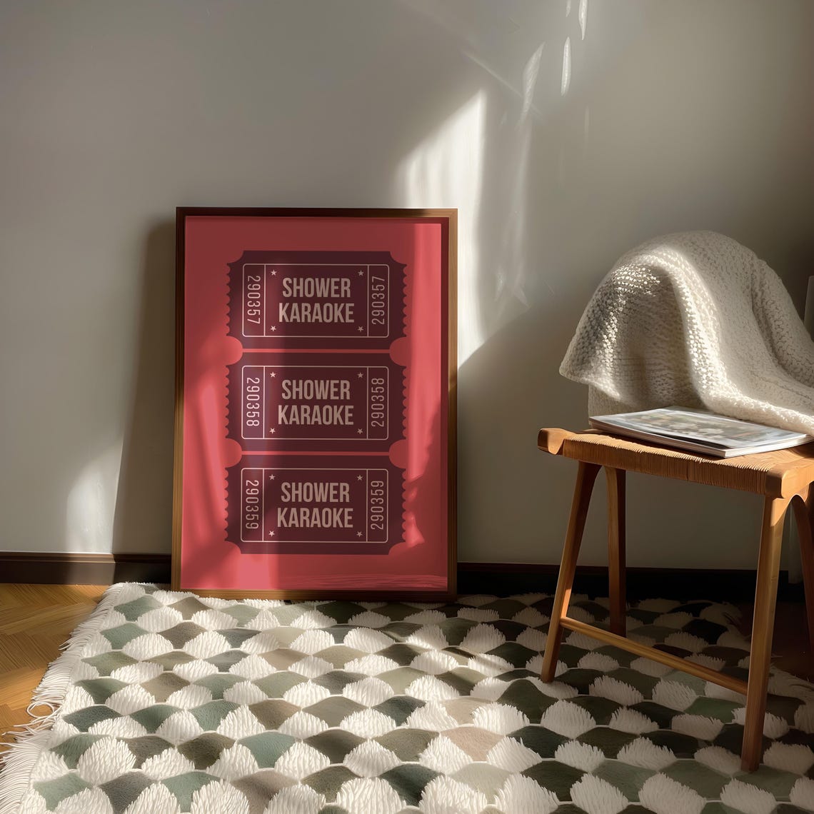 Shower Karaoke Fun Red Ticket Stub Bathroom Humor Quote Print - Image 3