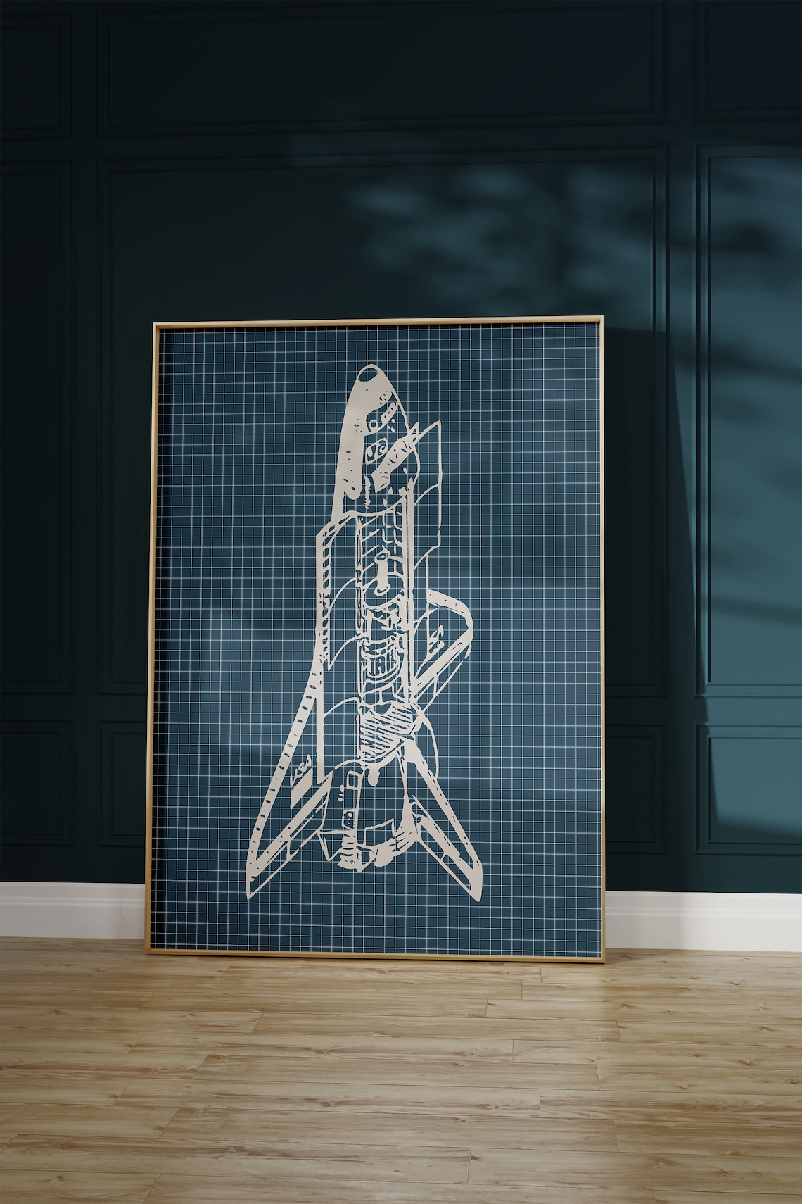 Rocketship Blueprint Vintage Space Art Poster - Image 3