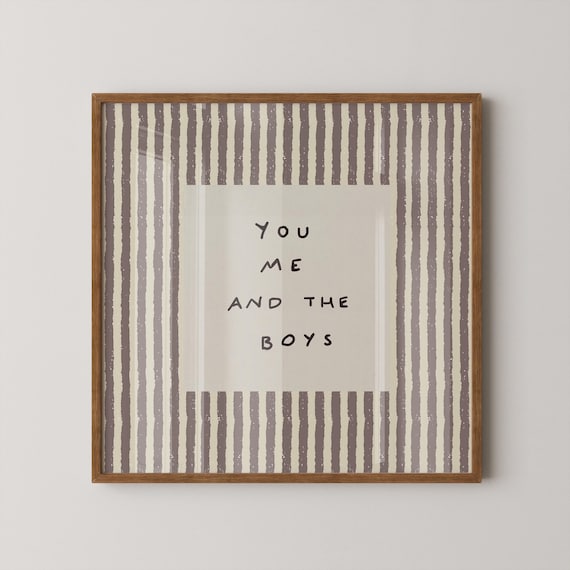 You Me And The Boys Print Neutral Striped Wall Art Digital Download Square