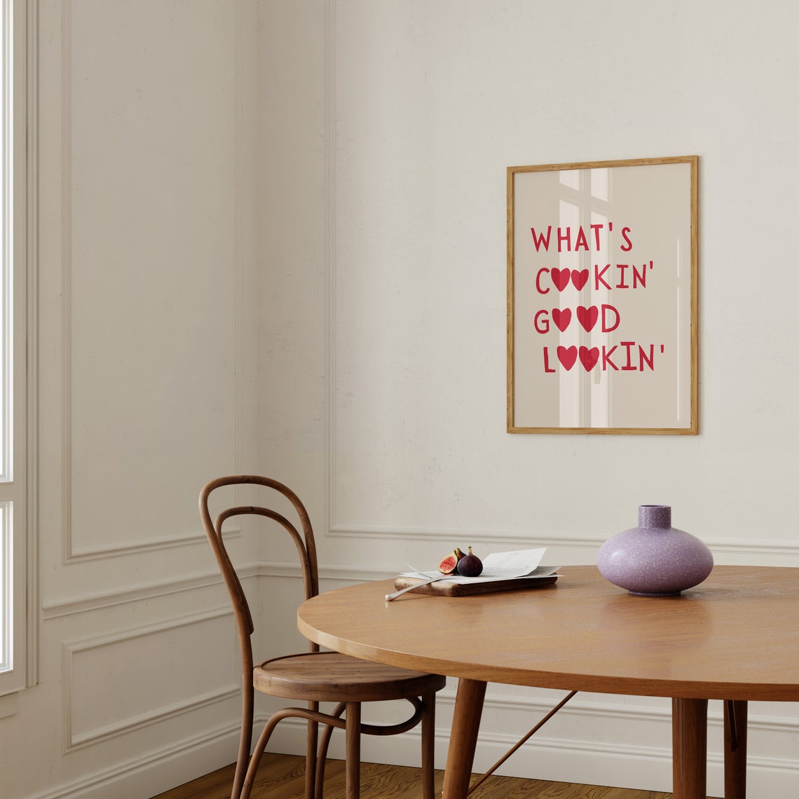 Whats Cookin Good Lookin Red Hearts Typography Kitchen Print - Image 2