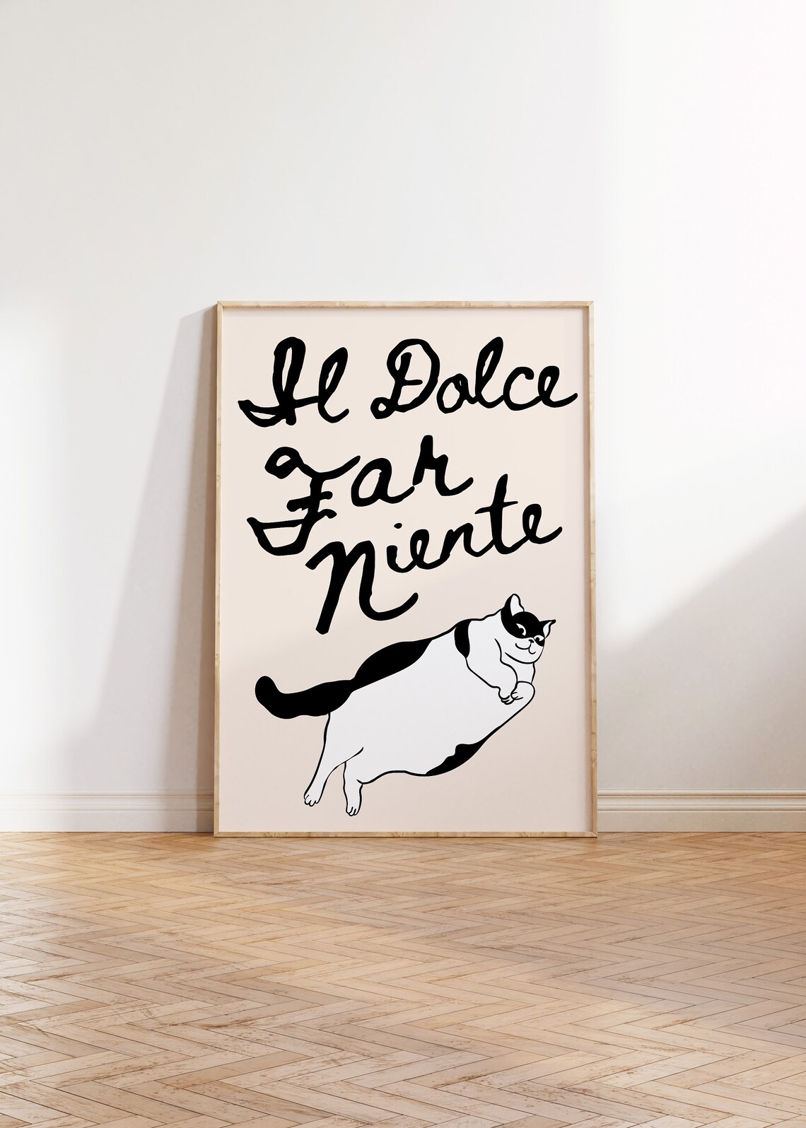 Il Dolce Far Niente Cute Cat Italian Quote Art Print - Image 3
