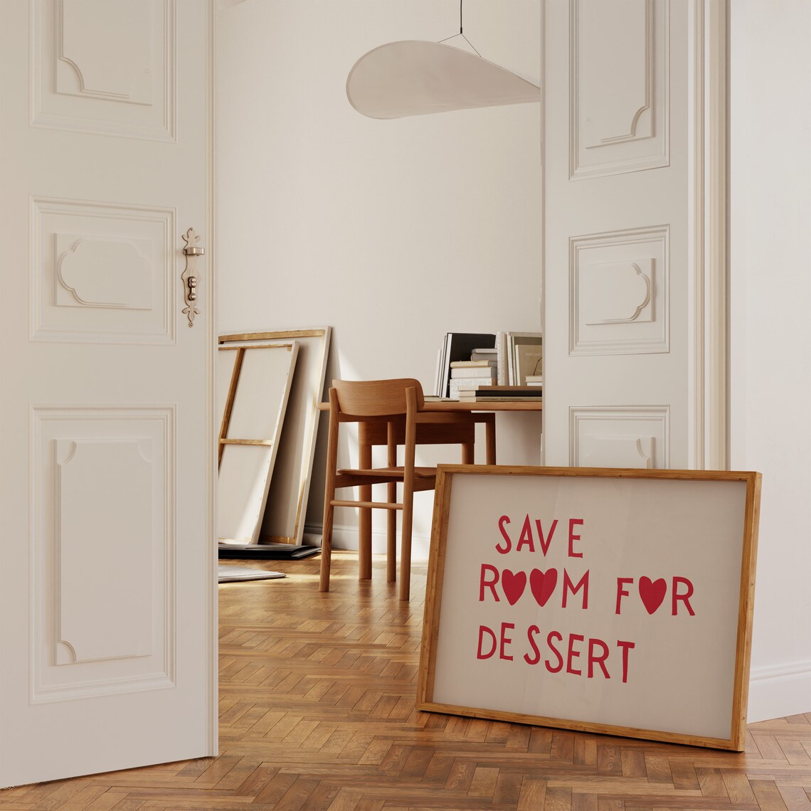 Funny Dessert Poster, Red Minimalist Kitchen Art Print - Image 2